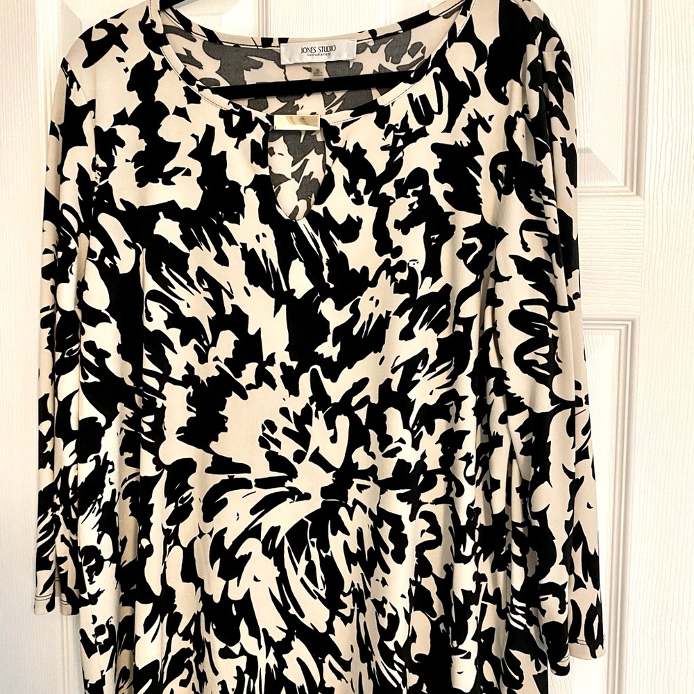 Jones Studio Kasper Top Blouse Cream & White XL - Like New